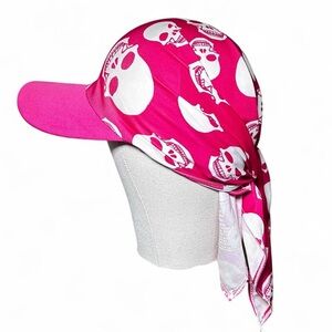 Women’s Y2K Pink and white skull bandana hat